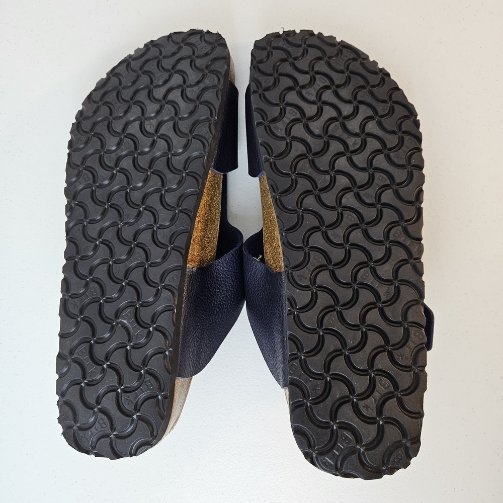 Birki's Birkenstock Mens Navy Blue Leather Sandals Size 12 - Picture 8 of 9